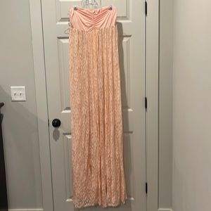 Pinkblush Peach Lace Strapless Maxi Dress